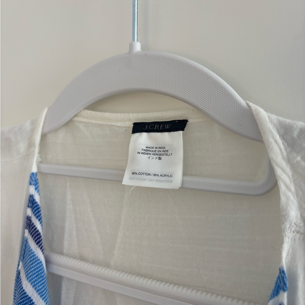 J. Crew White and Blue Patterned Coverup - Picture 3 of 6